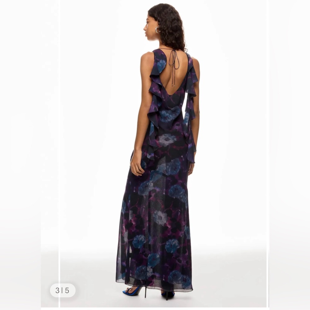 Chic Backless Floral Dress in Purple and Blue